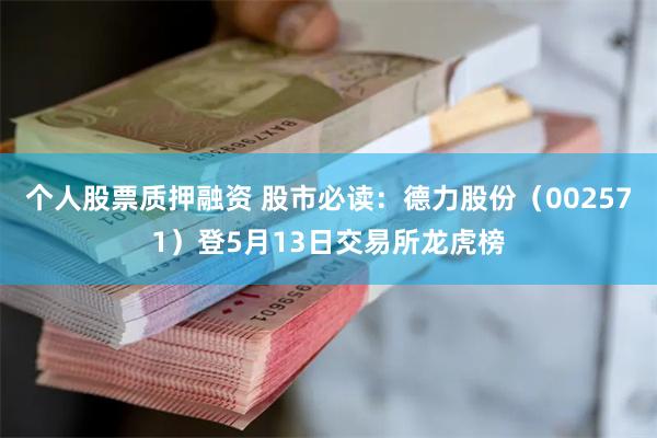 个人股票质押融资 股市必读：德力股份（002571）登5月13日交易所龙虎榜