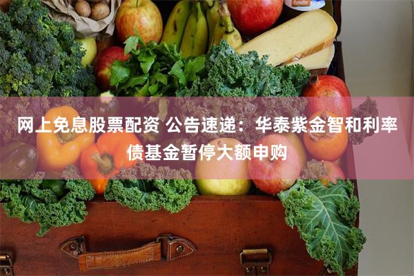 网上免息股票配资 公告速递：华泰紫金智和利率债基金暂停大额申购