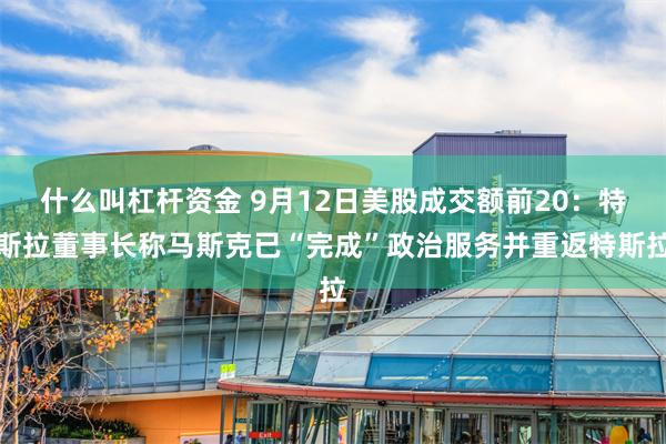 什么叫杠杆资金 9月12日美股成交额前20：特斯拉董事长称马斯克已“完成”政治服务并重返特斯拉