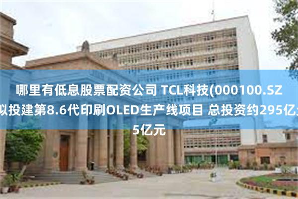 哪里有低息股票配资公司 TCL科技(000100.SZ)拟投建第8.6代印刷OLED生产线项目 总投资约295亿元